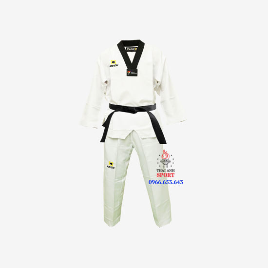 Ảnh của Võ Phục Taekwondo Hiệu Kwon Vải Kaki Sọc Vai Trơn